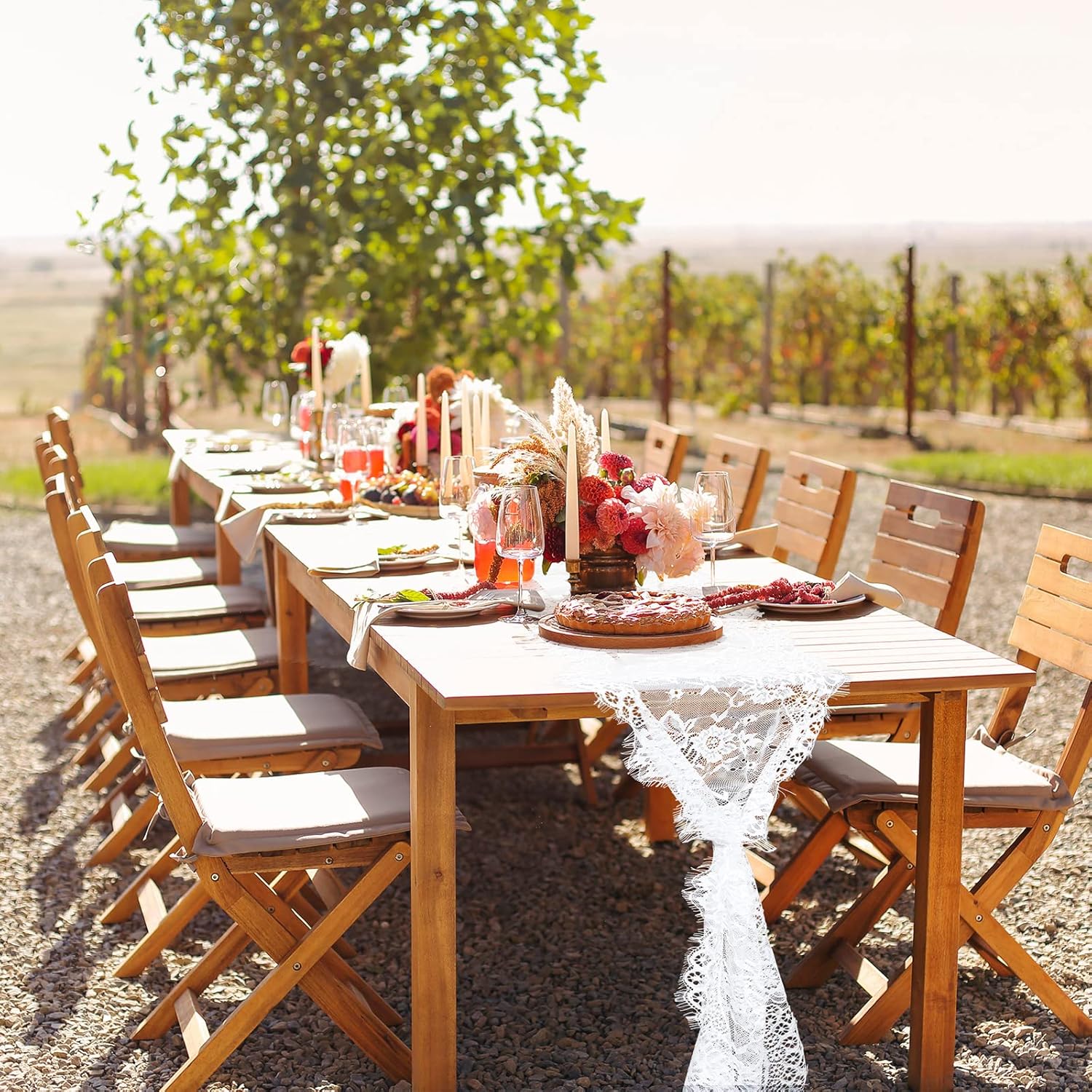 12 Pack White Lace Table Runner 14 x 120 Inch Rustic Vintage Table Runner with Rose Embroidered Floral for Wedding Party Decor Boho Lace Tablecloth for Spring Easter Summer Kitchen Bridal Baby Shower