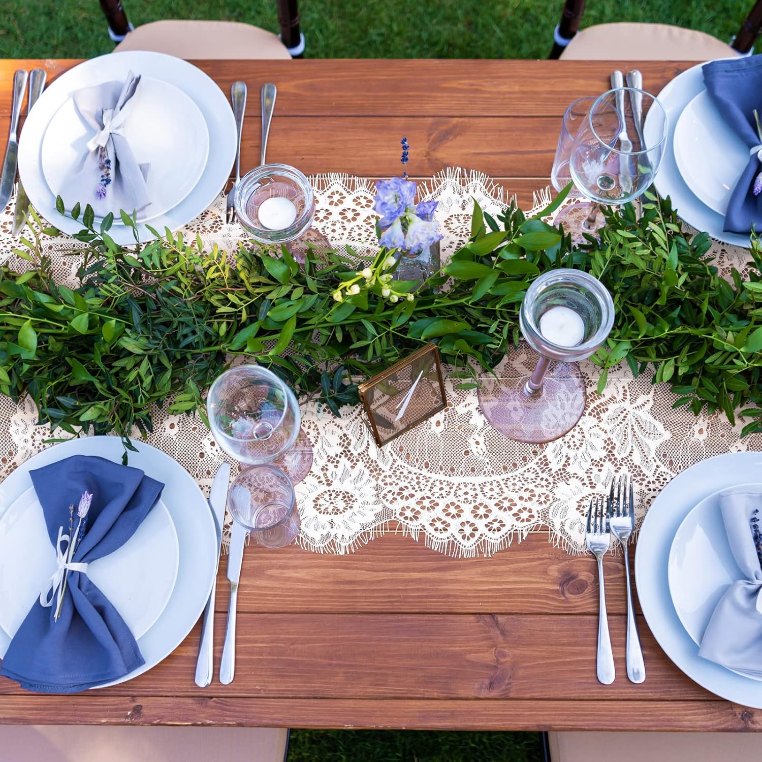 12 Pack White Lace Table Runner 14 x 120 Inch Rustic Vintage Table Runner with Rose Embroidered Floral for Wedding Party Decor Boho Lace Tablecloth for Spring Easter Summer Kitchen Bridal Baby Shower