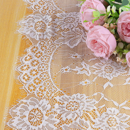 20 Pcs White Lace Table Runners 14 x 120 Inch for Wedding Bridal Shower Baby Shower Party Table Decoration, Rustic Rose Embroidered Boho Table Runner