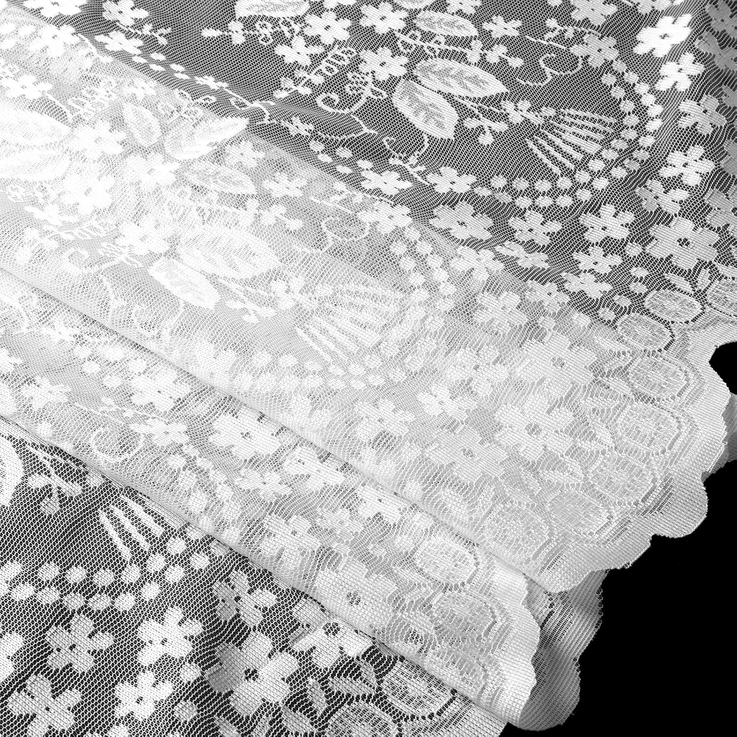 19 X 47 Inch Embroidery Cotton Lace Runners for Tables, White Lace Table Runner Vintage Laces Table Runners Wedding Tables Runner Laces Fabric Table-Cover for Thanksgiving Christmas Tea Party Decor